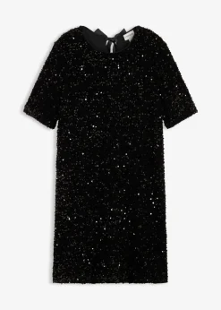 bonprix bonprix Vestidos>Vestido corto con lentejuelas Negro
