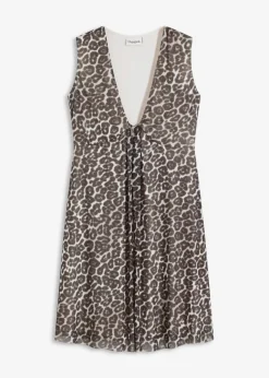 bonprix bonprix Vestidos>Vestido corto con malla estampado leo negro-marrón