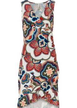 bonprix bonprix Vestidos>Vestido corto con volantes Blanco/azul/naranja oscuro estampado