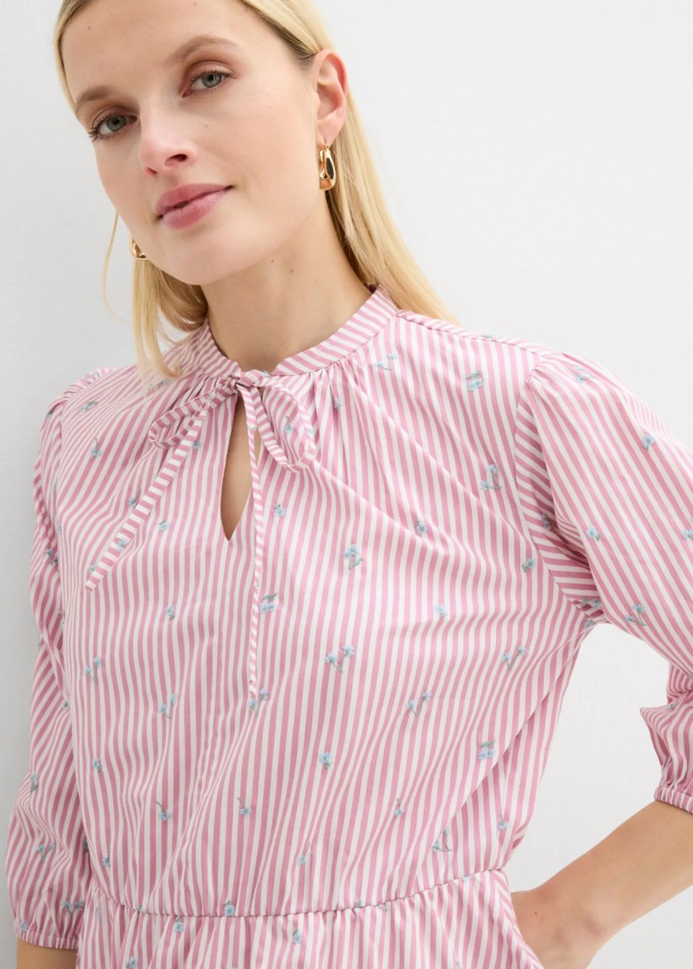 bonprix bonprix Vestidos|Novedades>Vestido corto de algodón puro malva-blanco con rayas