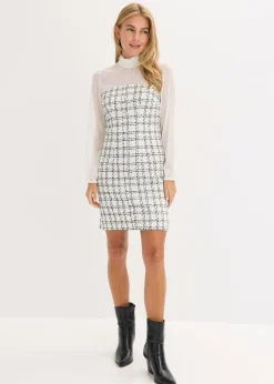 Mujer bonprix bonprix Vestido corto de bouclé con mangas de gasa