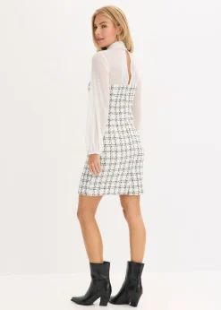 Mujer bonprix bonprix Vestido corto de bouclé con mangas de gasa