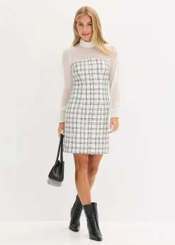 Mujer bonprix bonprix Vestido corto de bouclé con mangas de gasa