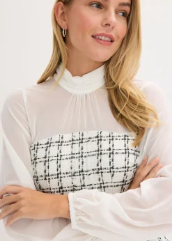 Mujer bonprix bonprix Vestido corto de bouclé con mangas de gasa