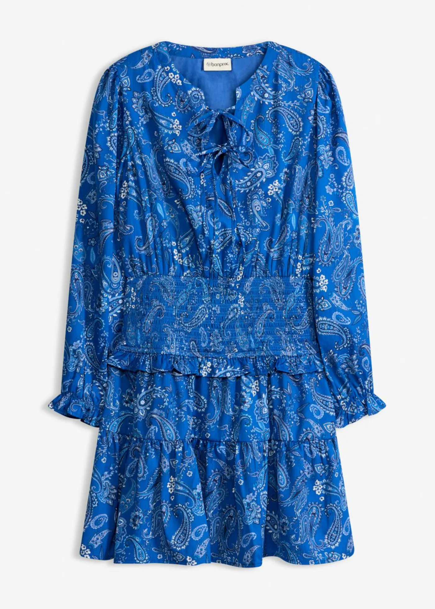 bonprix bonprix Vestidos>Vestido corto de crepé estructurado Azul ártico paisley