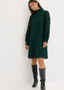 bonprix bonprix Vestidos>Vestido corto de encaje Verde oscuro