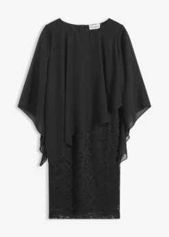 Mujer bonprix bonprix Vestido corto de encaje con capa de gasa fina