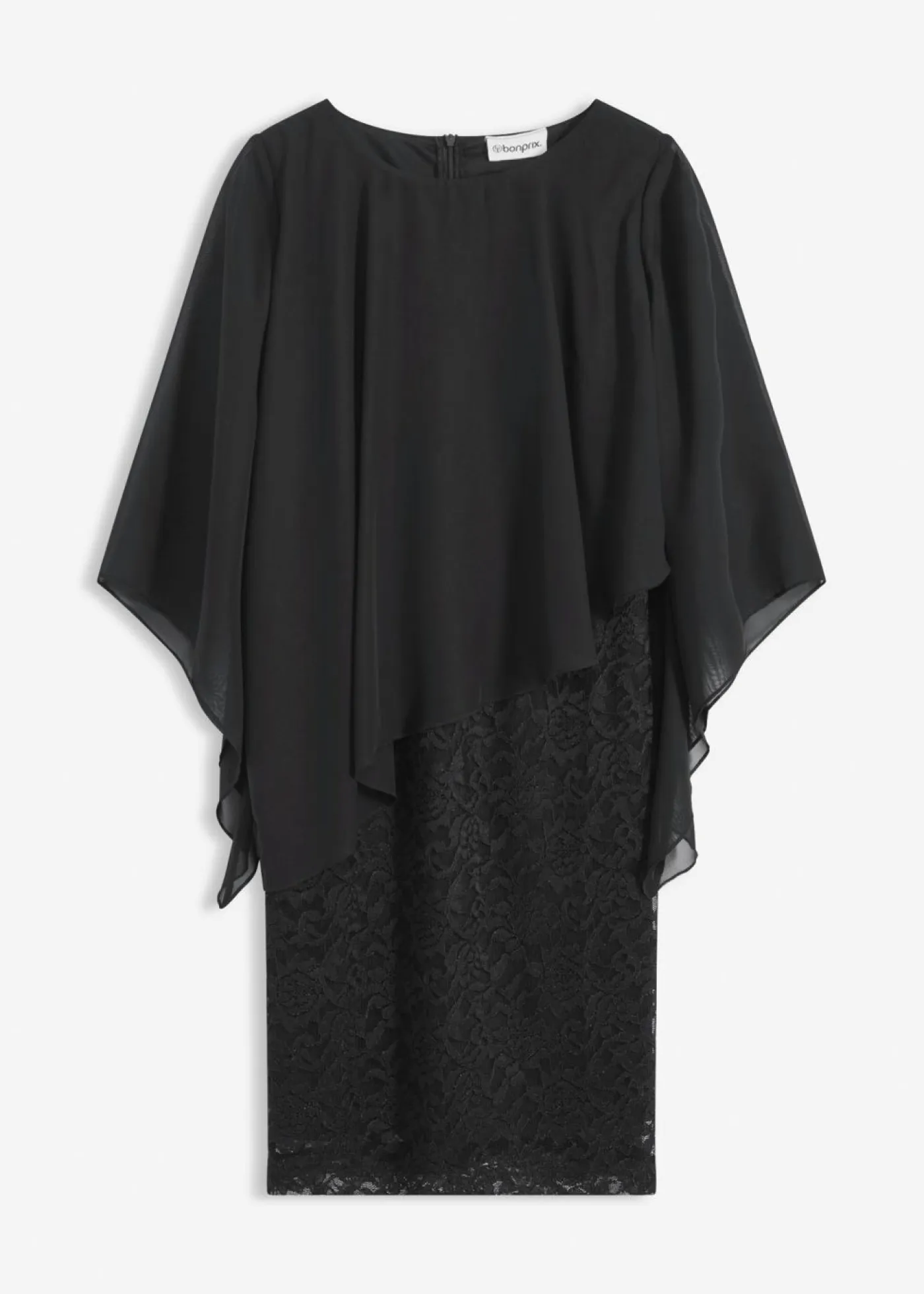 Mujer bonprix bonprix Vestido corto de encaje con capa de gasa fina