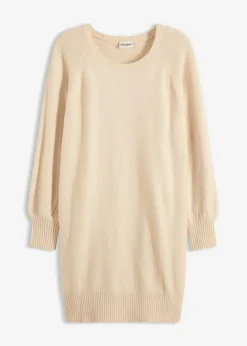 bonprix bonprix Vestidos|Ropa De Punto>Vestido corto de punto Arena claro