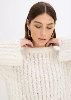 Mujer bonprix bonprix Vestido corto de punto con lazo de satén y ligeras transparencias