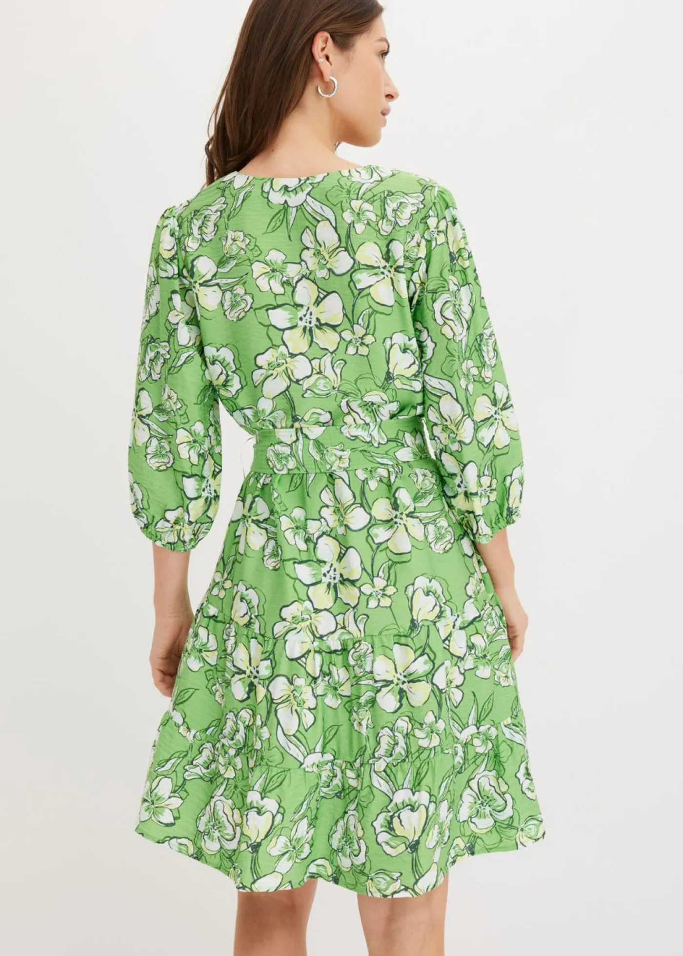 bonprix bonprix Vestidos>Vestido corto de suave mezcla de viscosa Verde trébol de flores
