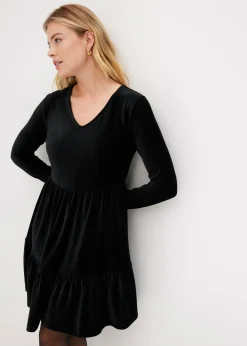 bonprix bonprix Vestidos>Vestido corto de terciopelo elástico Negro