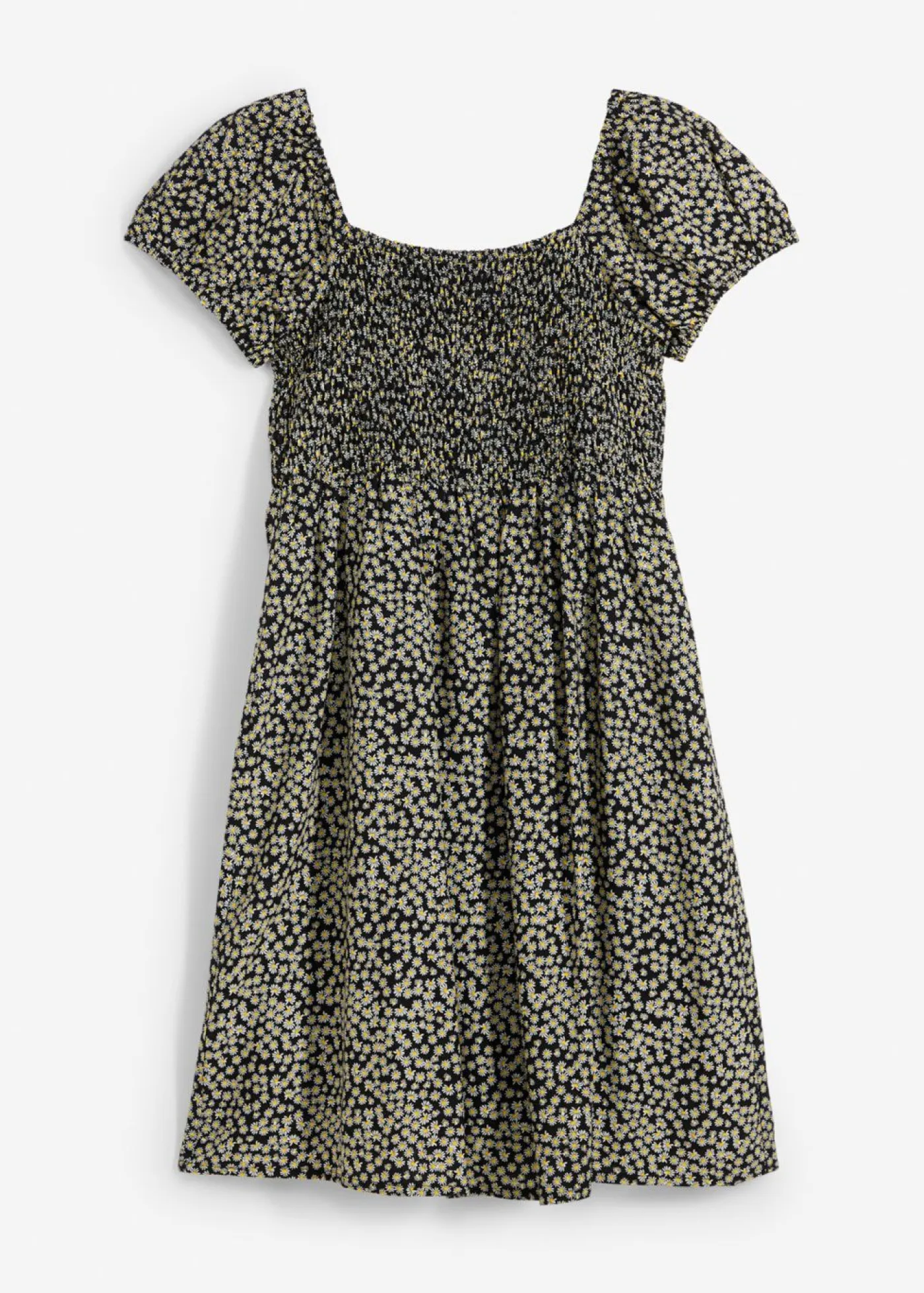 bonprix bonprix Vestidos>Vestido corto de viscosa fluida negro-blanco-amarillo narciso