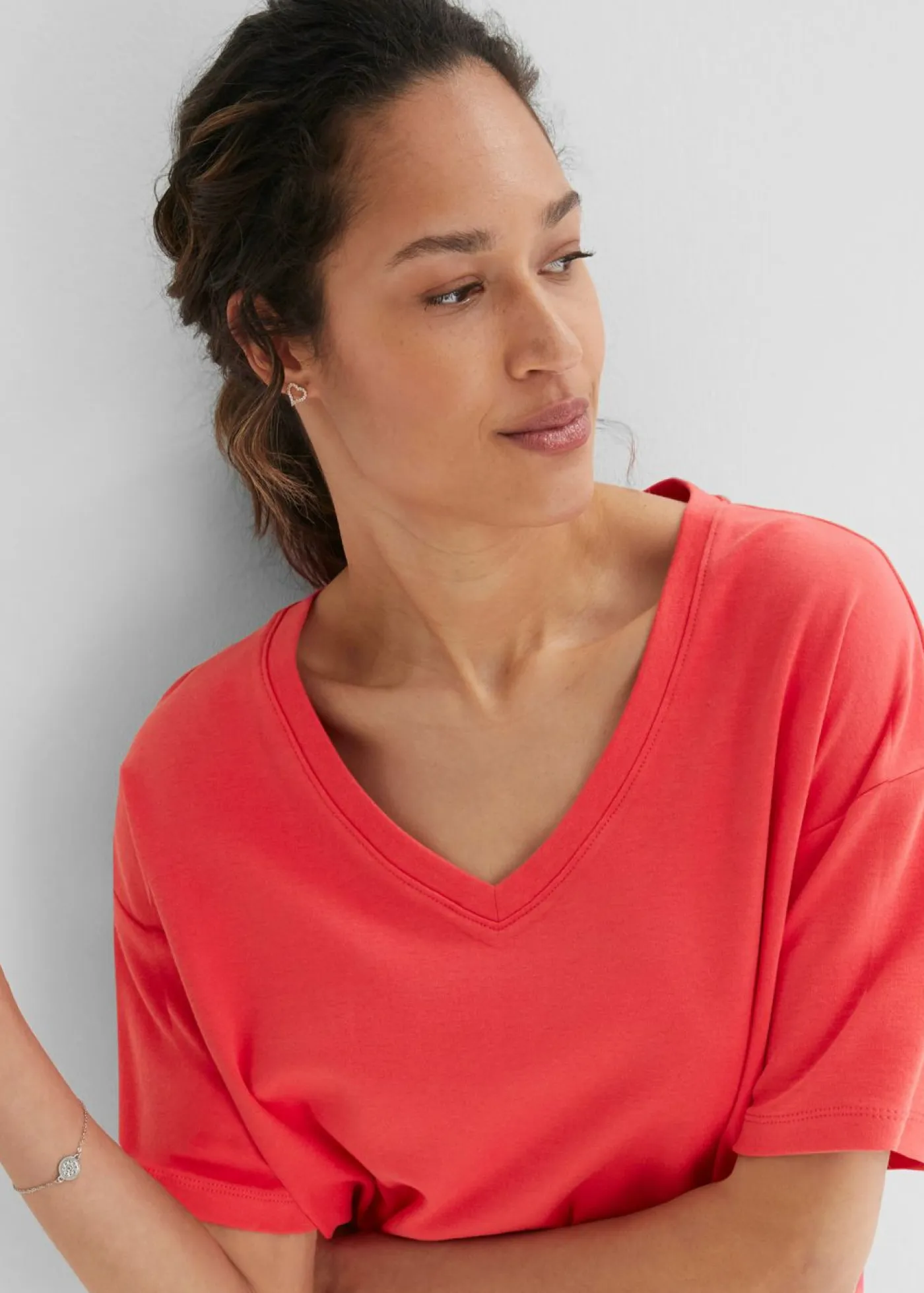 bonprix bonprix Básicos|Vestidos>Vestido de algodón rosa hibisco+negro