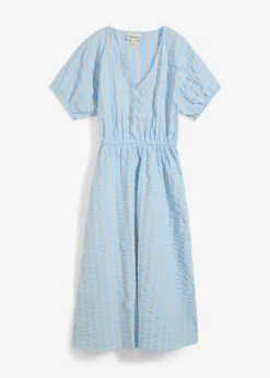 bonprix bonprix Vestidos>Vestido de algodón puro azul claro/arena claro con rayas