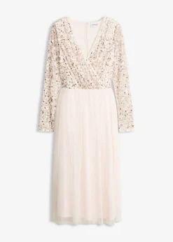 bonprix bonprix Vestidos|Novedades>Vestido de cóctel con bordado de lentejuelas rosa pálido