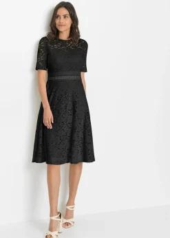 bonprix bonprix Vestidos|Ropa Elegante>Vestido de encaje con ganchillo Negro