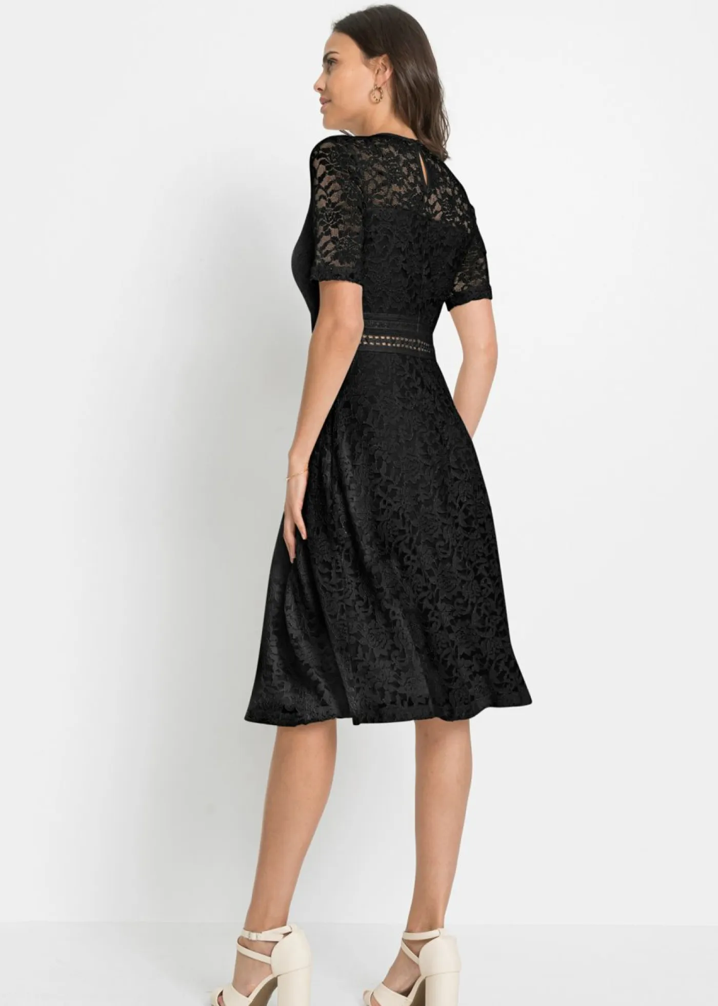 bonprix bonprix Vestidos|Ropa Elegante>Vestido de encaje con ganchillo Negro