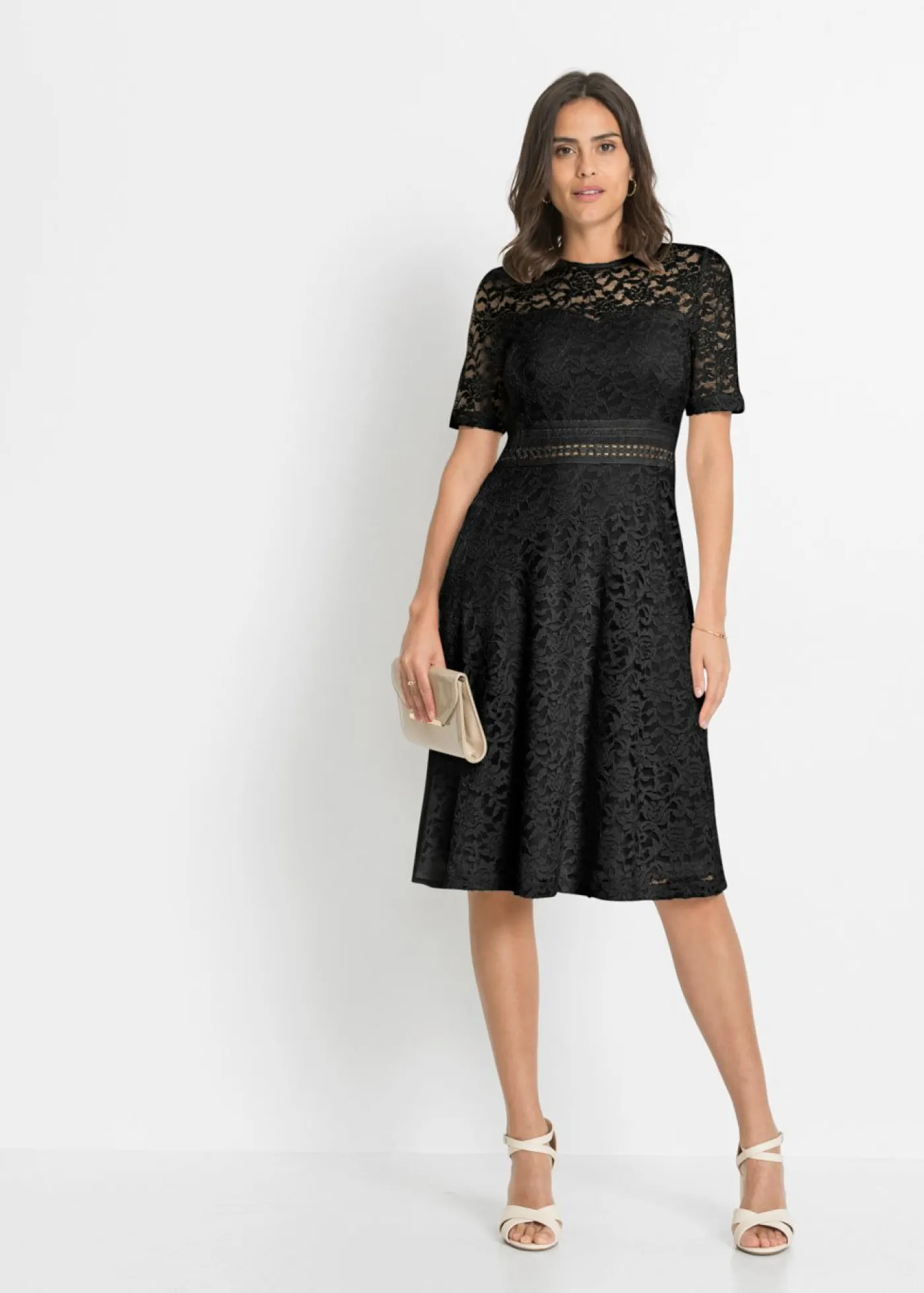 bonprix bonprix Vestidos|Ropa Elegante>Vestido de encaje con ganchillo Negro