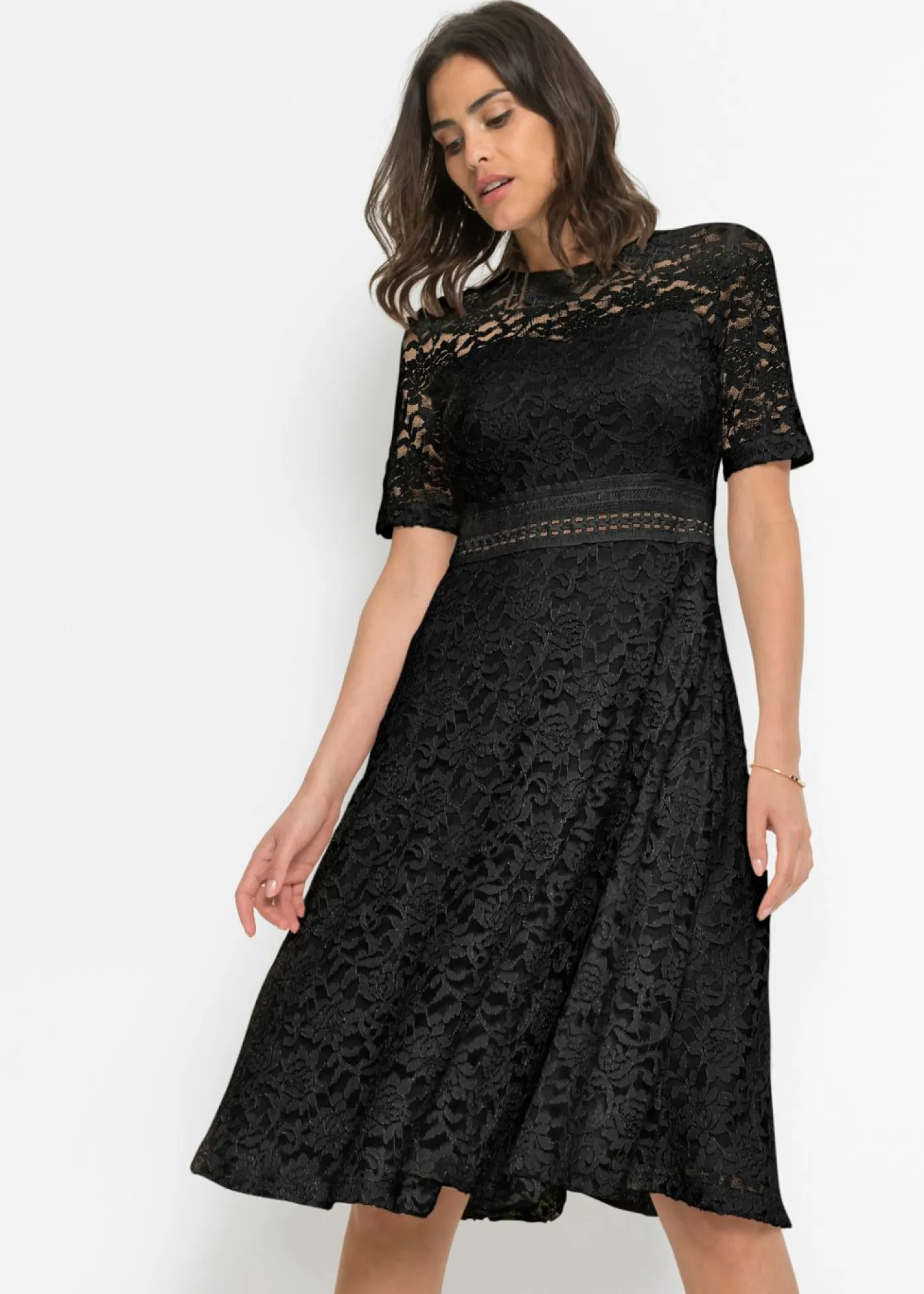bonprix bonprix Vestidos|Ropa Elegante>Vestido de encaje con ganchillo Negro