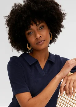 Mujer bonprix bonprix Vestido de froté hasta la rodilla con cuello tipo polo