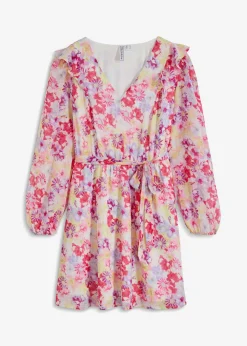 bonprix bonprix Vestidos>Vestido de gasa blanco/rosa pálido con flores