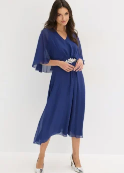 bonprix bonprix Vestidos|Ropa Elegante>Vestido de gasa con aplicación de piedras Azul oxford