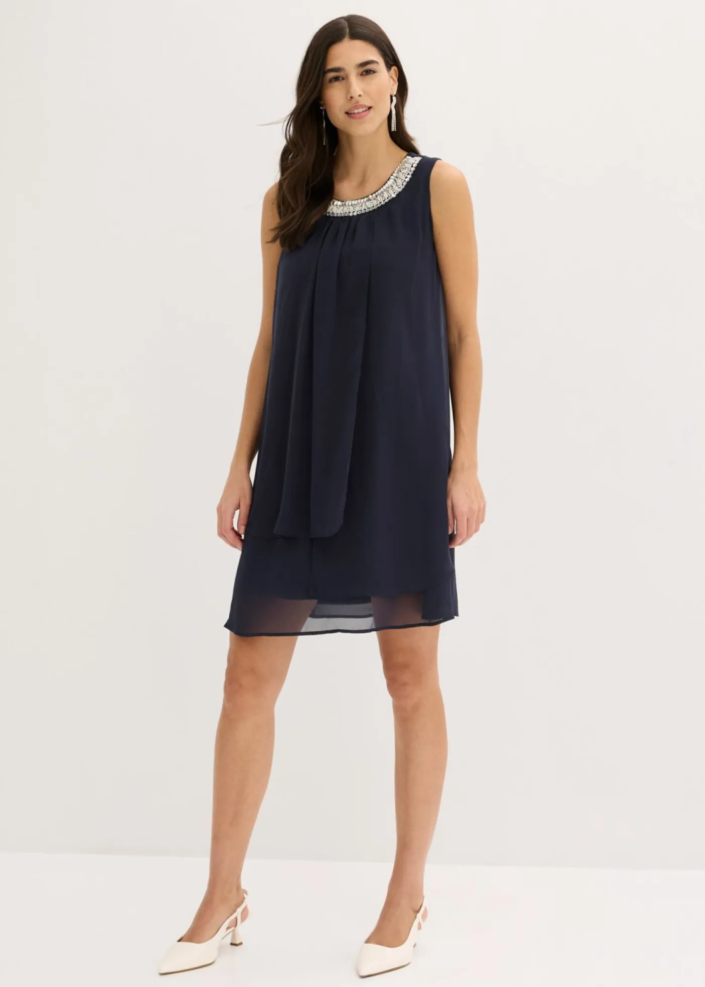 Mujer bonprix bonprix Vestido de gasa con aplicación de piedras