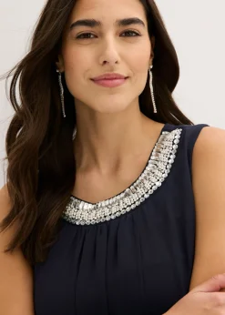 Mujer bonprix bonprix Vestido de gasa con aplicación de piedras