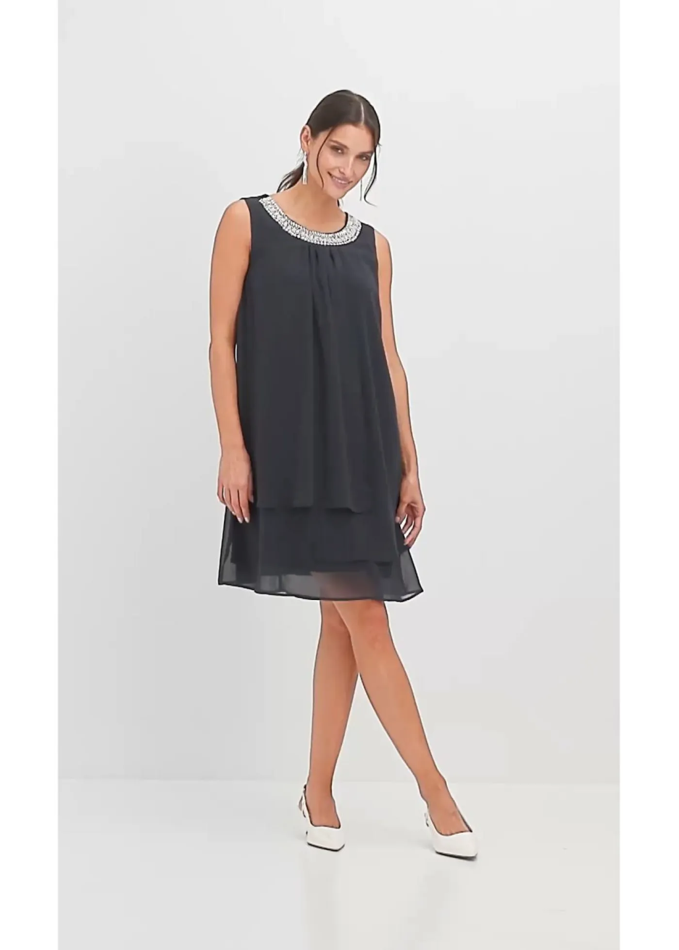 Mujer bonprix bonprix Vestido de gasa con aplicación de piedras