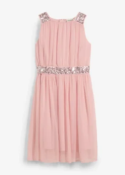 bonprix bonprix Ropa 9 A 16 Años·Vestidos Y Monos|Ropa 9 A 16 Años·Novedades>Vestido de gasa con banda de lentejuelas rosa pálido
