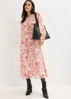 Mujer bonprix bonprix Vestido de gasa con cordón (2 piezas)