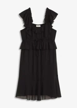 bonprix bonprix Vestidos>Vestido de gasa con corte en A Negro