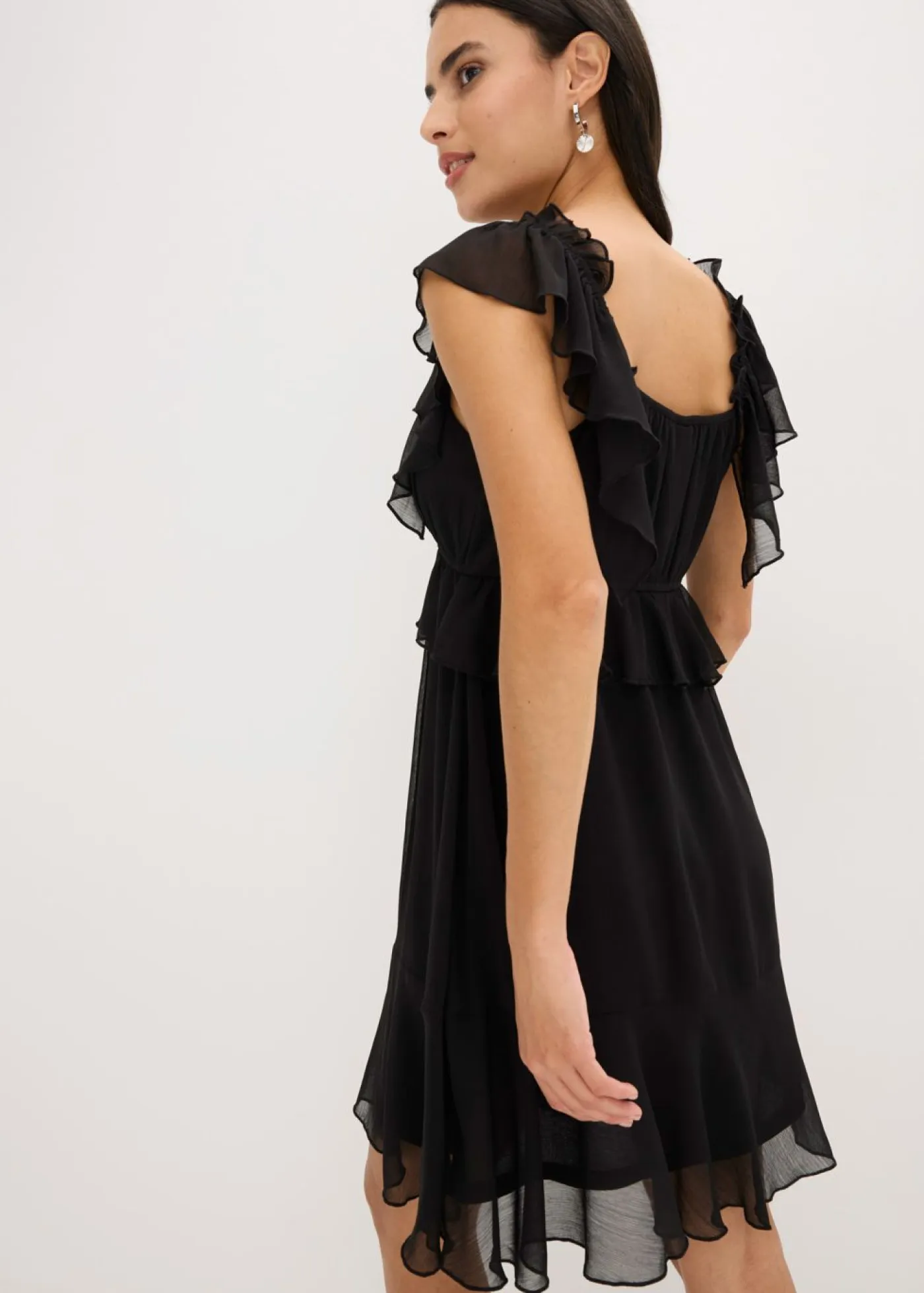 bonprix bonprix Vestidos>Vestido de gasa con corte en A Negro