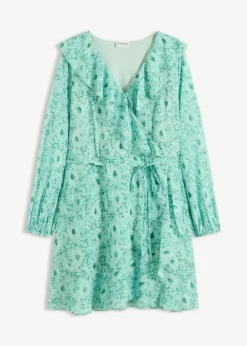 bonprix bonprix Vestidos>Vestido de gasa con corte en A verde botella