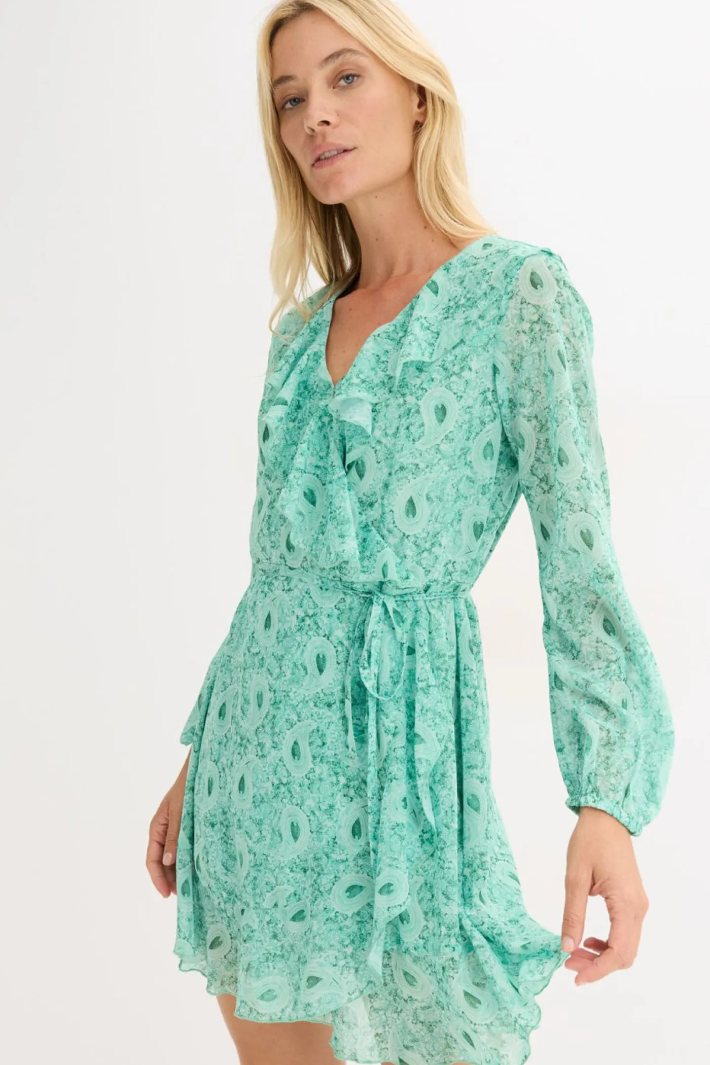 bonprix bonprix Vestidos>Vestido de gasa con corte en A verde botella