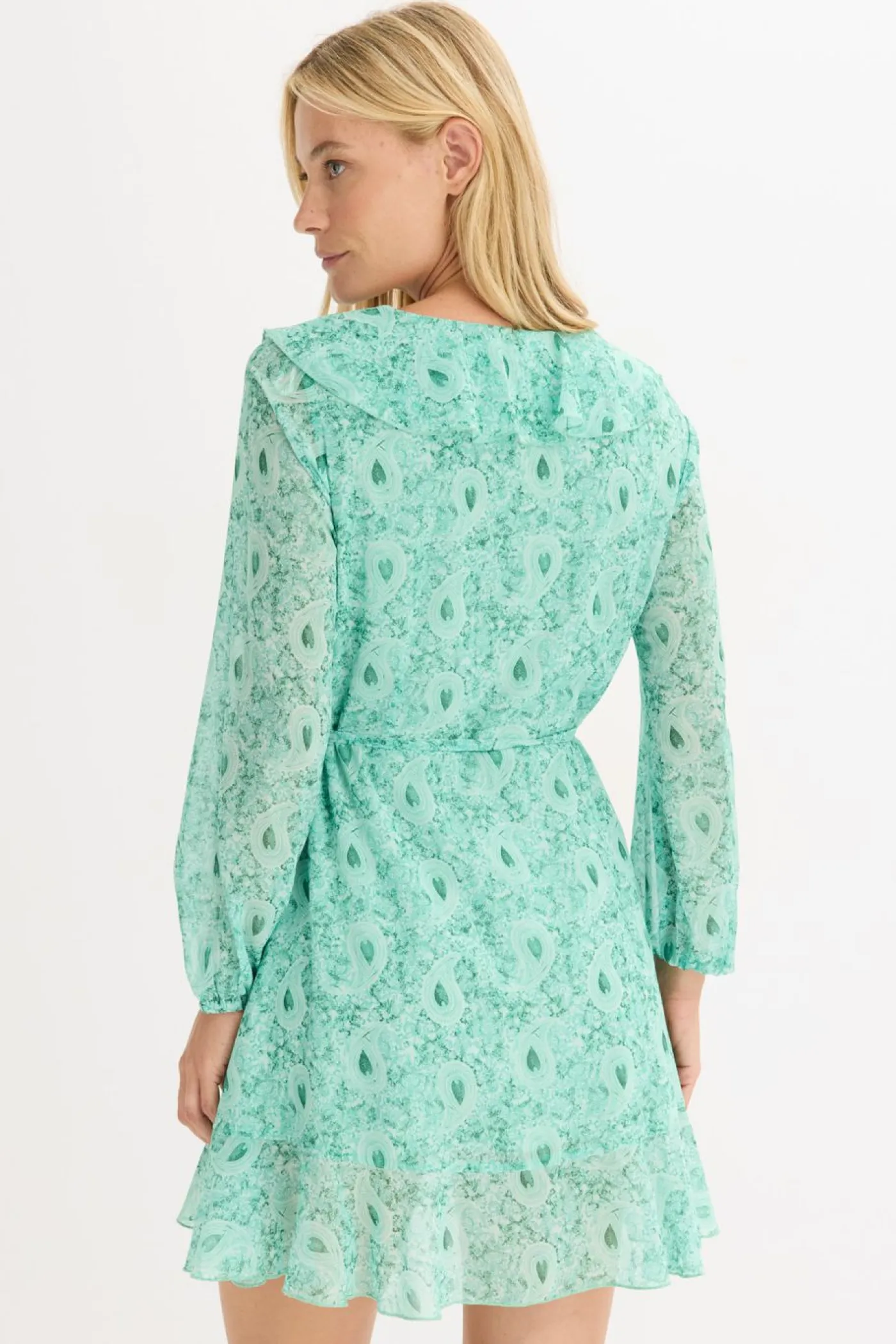 bonprix bonprix Vestidos>Vestido de gasa con corte en A verde botella