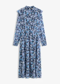 bonprix bonprix Tallas Pequeñas|Vestidos>Vestido de gasa con cuello alto Azul