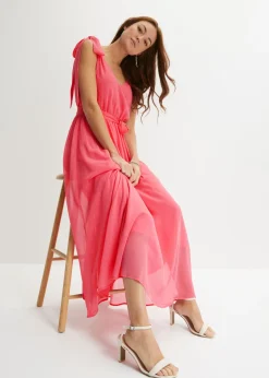 Mujer bonprix bonprix Vestido de gasa con detalles de lazo