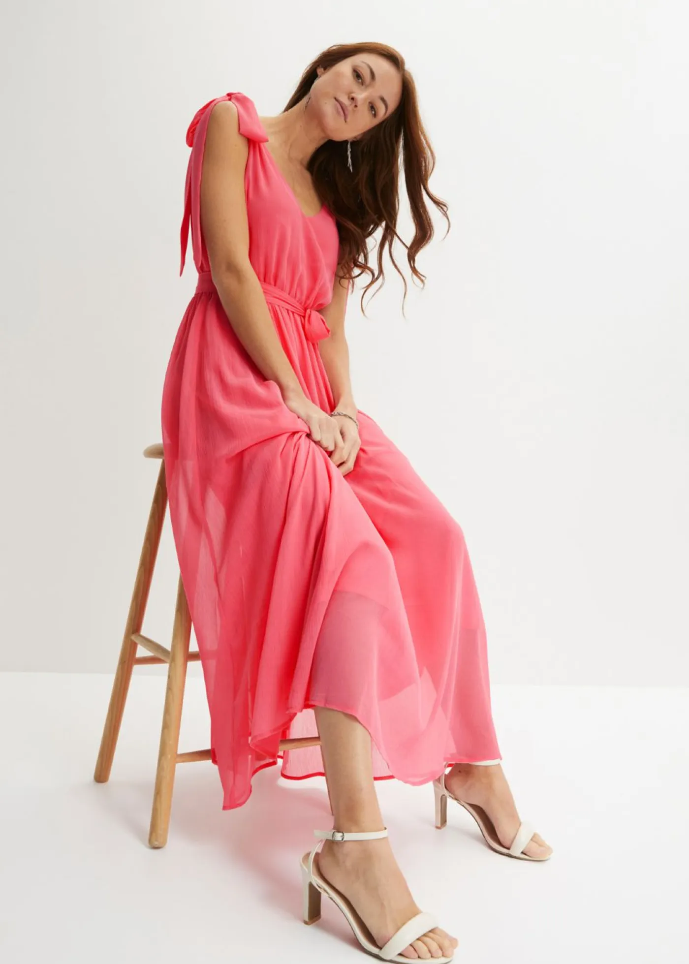 Mujer bonprix bonprix Vestido de gasa con detalles de lazo