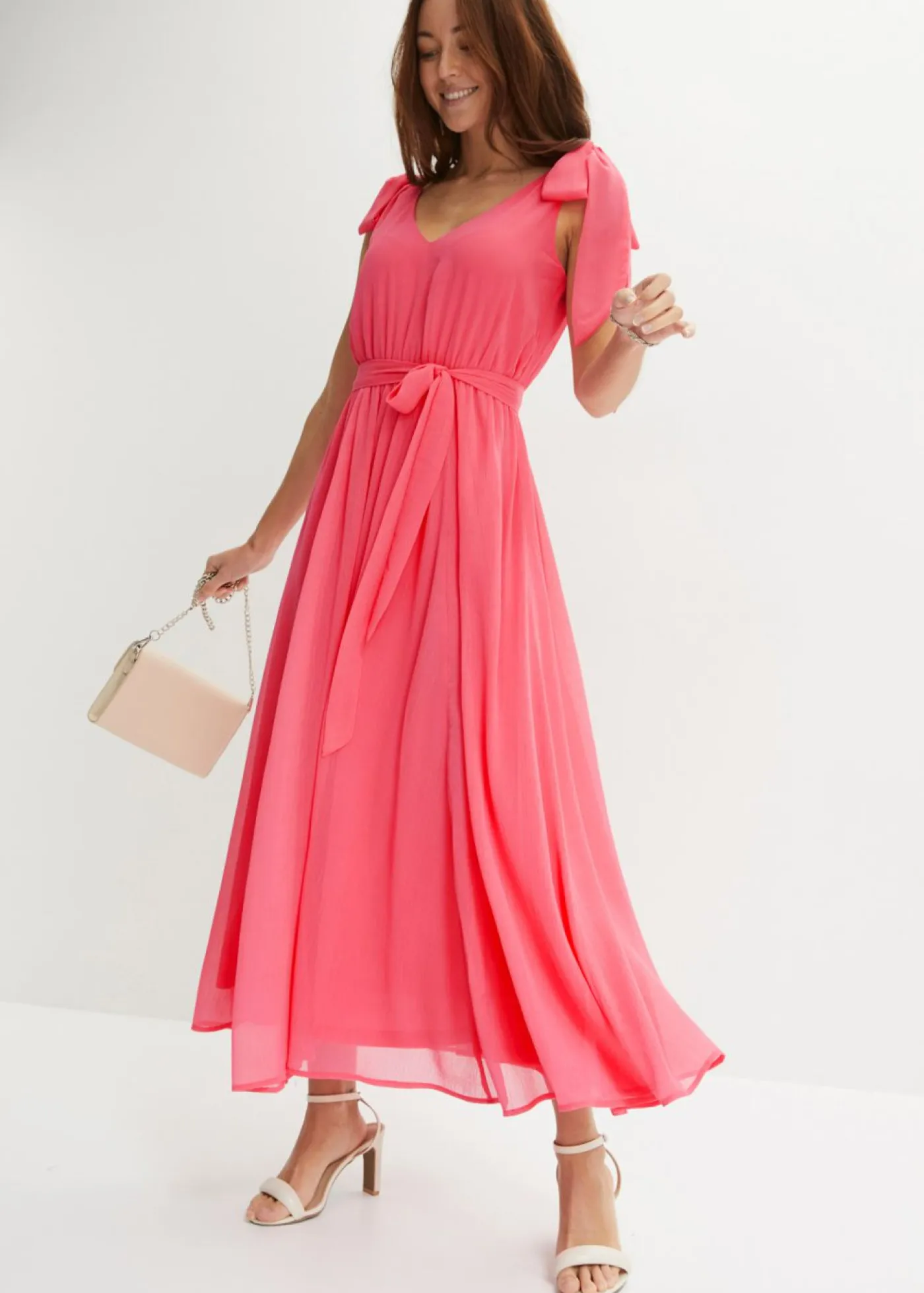 Mujer bonprix bonprix Vestido de gasa con detalles de lazo