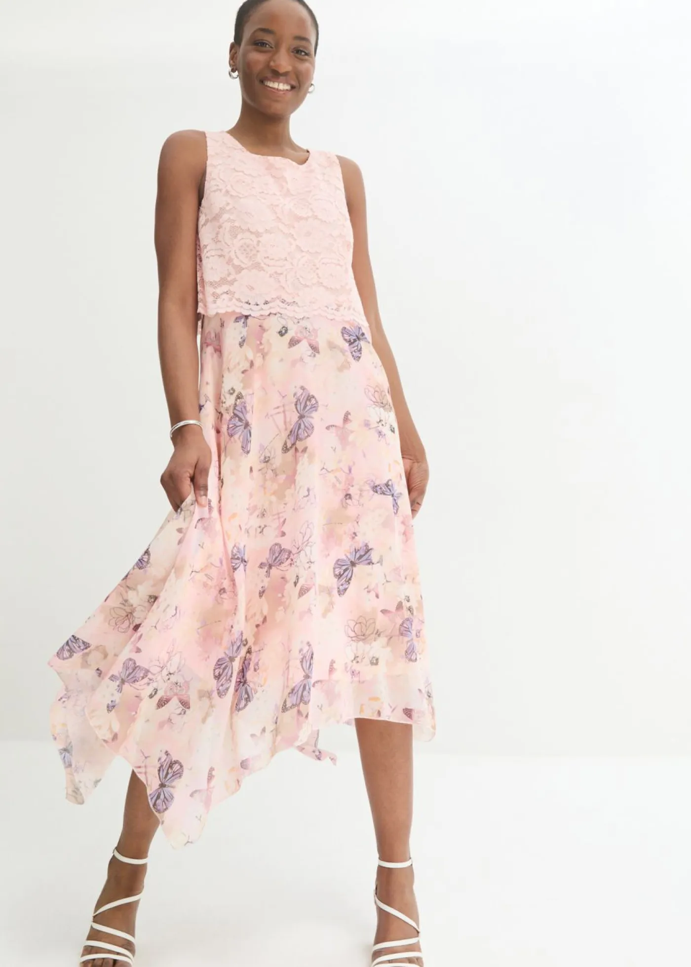 Mujer bonprix bonprix Vestido de gasa con encaje fino