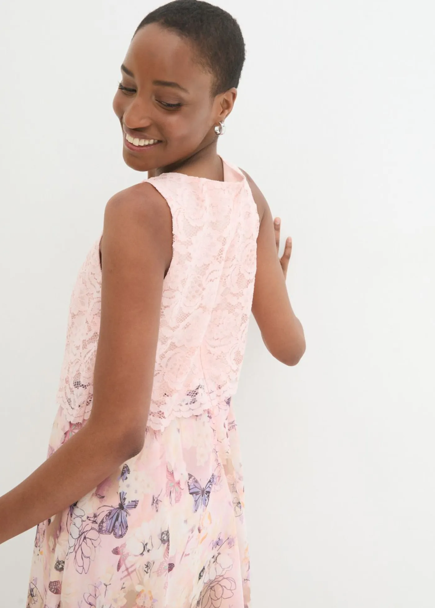 Mujer bonprix bonprix Vestido de gasa con encaje fino