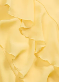 bonprix bonprix Vestidos|Ropa Elegante>Vestido de gasa con tirantes y volantes Amarillo claro