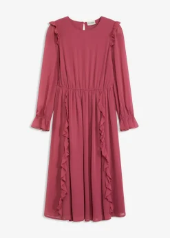 bonprix bonprix Vestidos>Vestido de gasa con volantes Baya silvestre