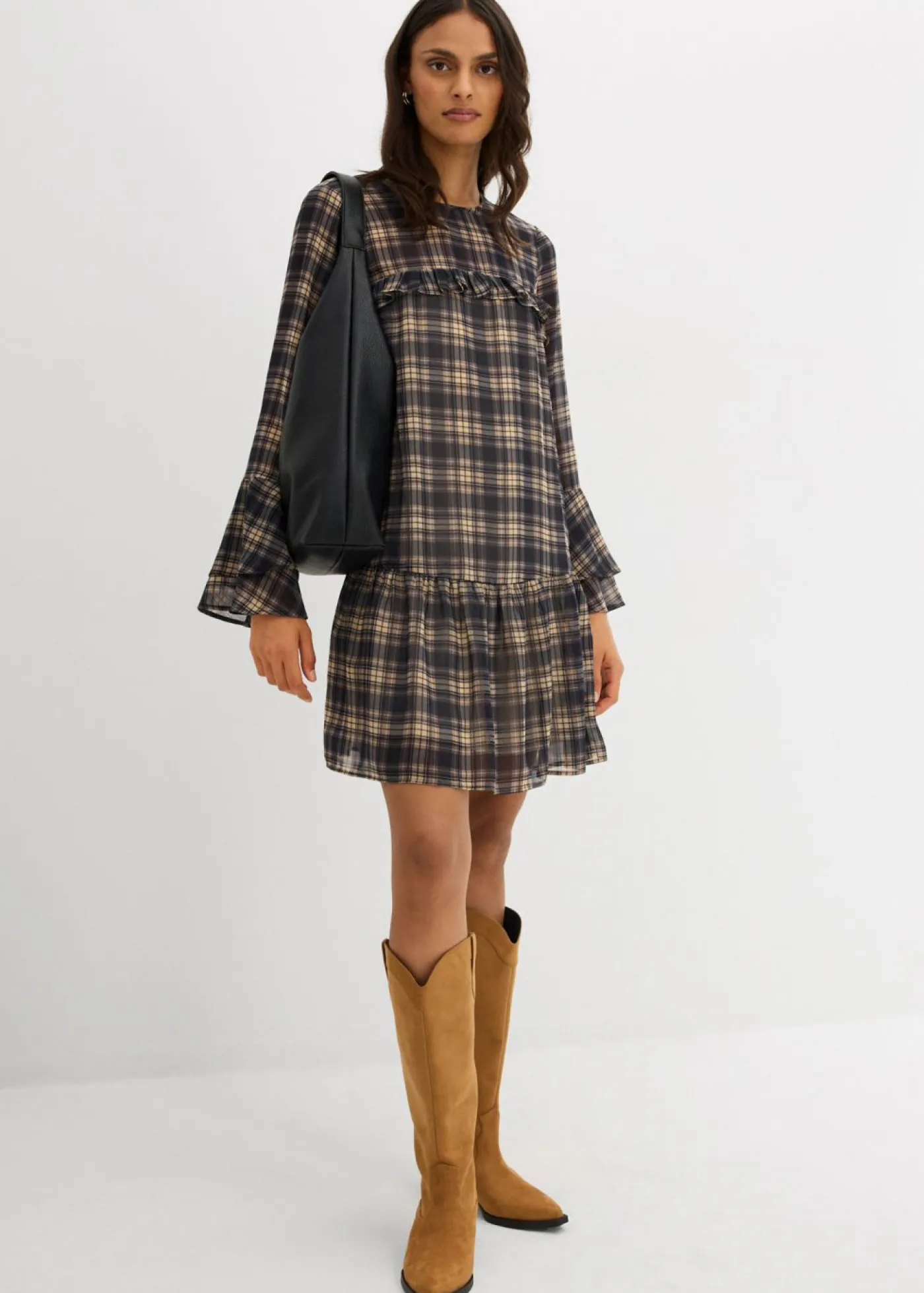 Mujer bonprix bonprix Vestido de gasa con volantes