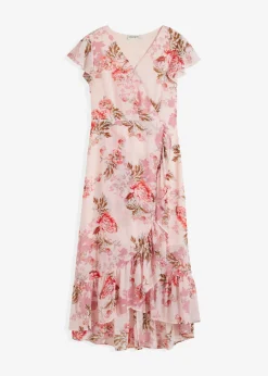 bonprix bonprix Vestidos>Vestido de gasa con volantes Rosa de flores