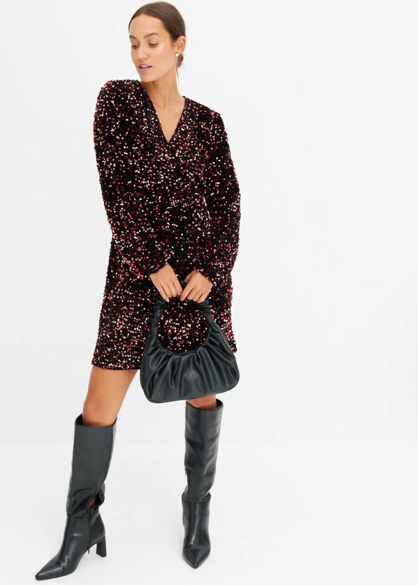 bonprix bonprix Vestidos>Vestido de lentejuelas Negro/rojo/rosa