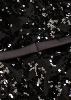 bonprix bonprix Vestidos|Ropa Elegante>Vestido de lentejuelas con volante Negro-beige