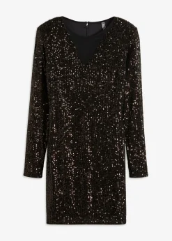 bonprix bonprix Vestidos>Vestido de lentejuelas con hombreras Negro-café metalizado